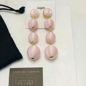Sterling Forever Women’s Light Pink Gold Orb Drop Statement Earrings NEW